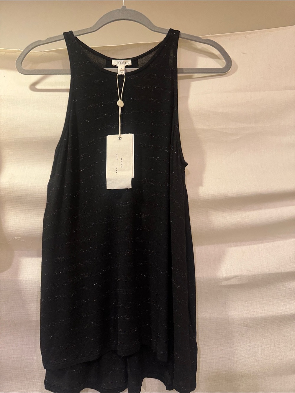 Soft Joie Black Scoop Neck Tank Top with Subtle Metallic Thread New with tags